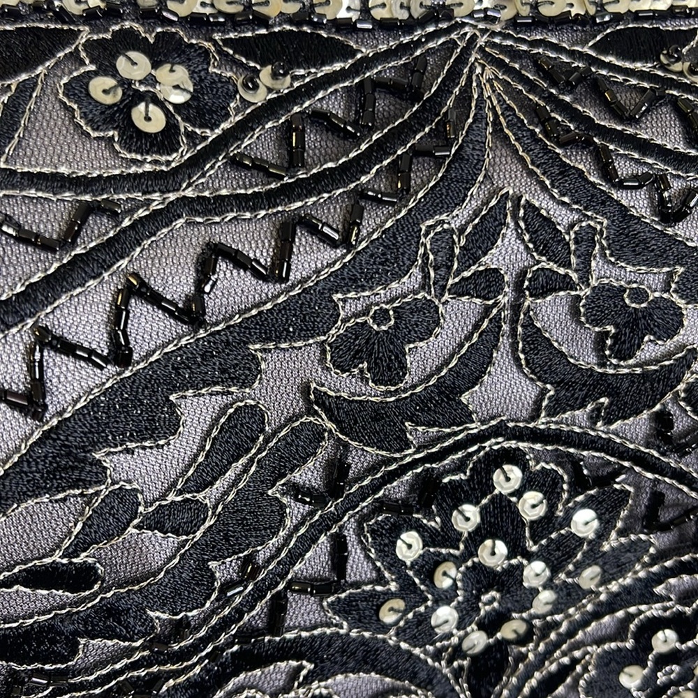 Sue Wong strapless BLACK/ PLATINUM Embroidered  beaded Cocktail evening prom - Picture 9 of 12